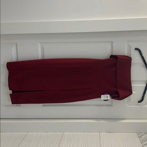 Long Maroon off the shoulder dress with slit